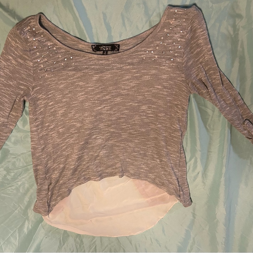 Elegant Gray and Cream Women's Blouse